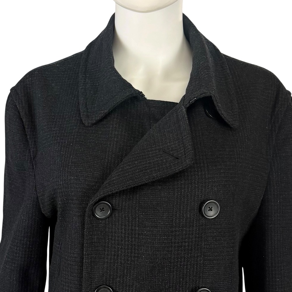 Banana Republic Plaid Wool Blend Trench Coat Double Breasted Classic M - Picture 2 of 11